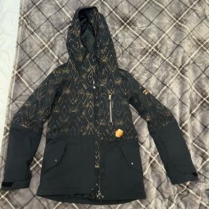 Roxy ski snowboard jacket gold and black
